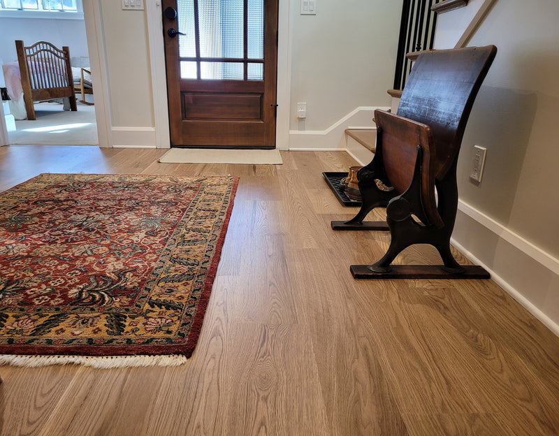 WoodFloorz.Com | 5" White Oak Select & Better hardwood flooring will have very consistent color and grain throughout. Select & Better grade will also be mostly free of imperfections such as knots and minerals streaks and provide an overall clean appearance. Our 3/4" thick unfinished solid wood flooring is precision milled by NWFA standards or better and has a 4 sided tongue and groove for ease of installation.